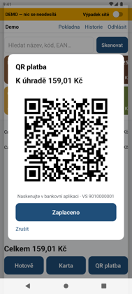 QR platba: zákazník naskenuje kód bankovní aplikací